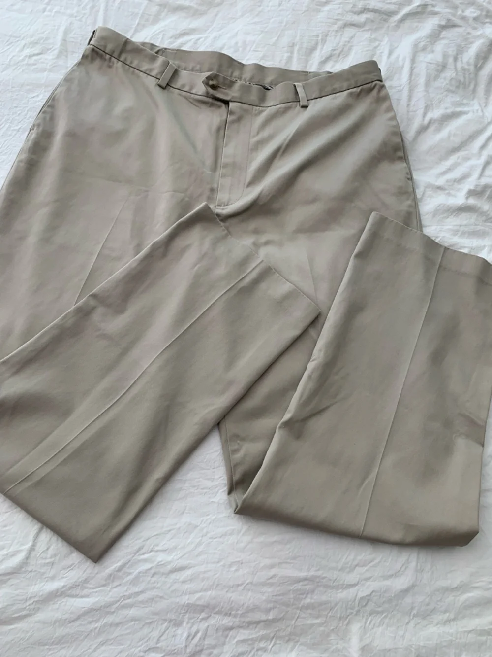 Men's Tailored Light Taupe Dress Pants 38x32 Cotton Office